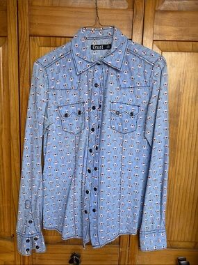 Cruel Girl Light Blue Printed Western Button-Down Shirt